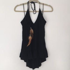 Patterson J Kincaid Halter Top w/ Feathers